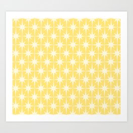 Midcentury Modern Atomic Starburst Pattern in Soft Yellow Art Print