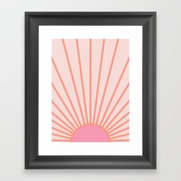   Sun Sunrise Pink Sun Print Sunshine Retro Sun Wall Art Vintage Boho Geometric Line Modern Decor  Framed Art Print