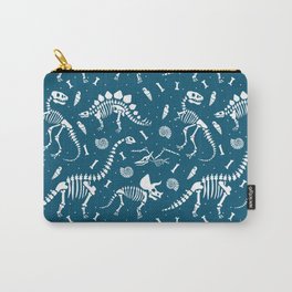 Dinosaur Fossils in Blue Carry-All Pouch