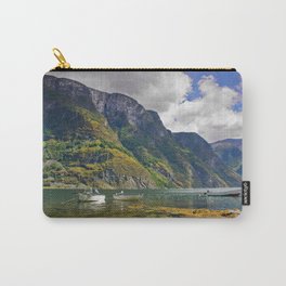 Clear water of fjords Carry-All Pouch | Photo, Color, Fiord, Norway, Landscape, Water, Mountains, Undredal, Europe, Boat 