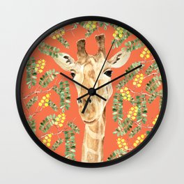 Giraffe and Acacia Wall Clock