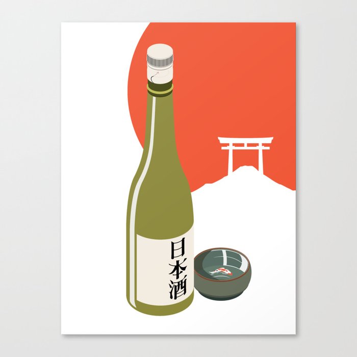Japanese Sake Koi Fish cup against Mt Fuji Canvas Print
