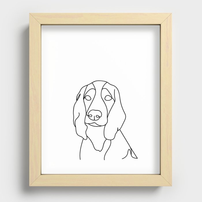 Spaniel Line Drawing Recessed Framed Print