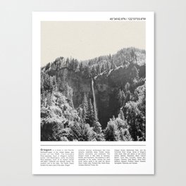 Multnomah Falls From a Distance | Travel Photography Minimalism | Black and White Canvas Print