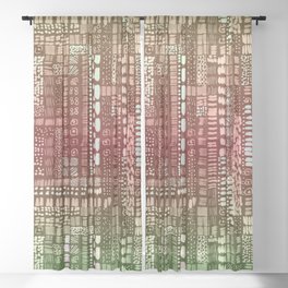 peach and green batik inspired ink marks hand-drawn collection Sheer Curtain