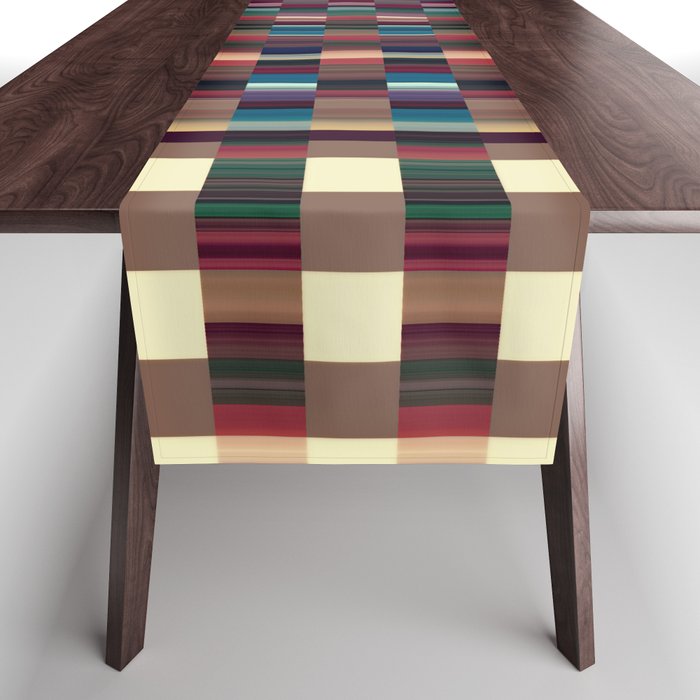 Dark Colorful And Moody Check Pattern Table Runner