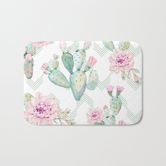 Cactus Rose Deconstructed Chevron Bath Mat