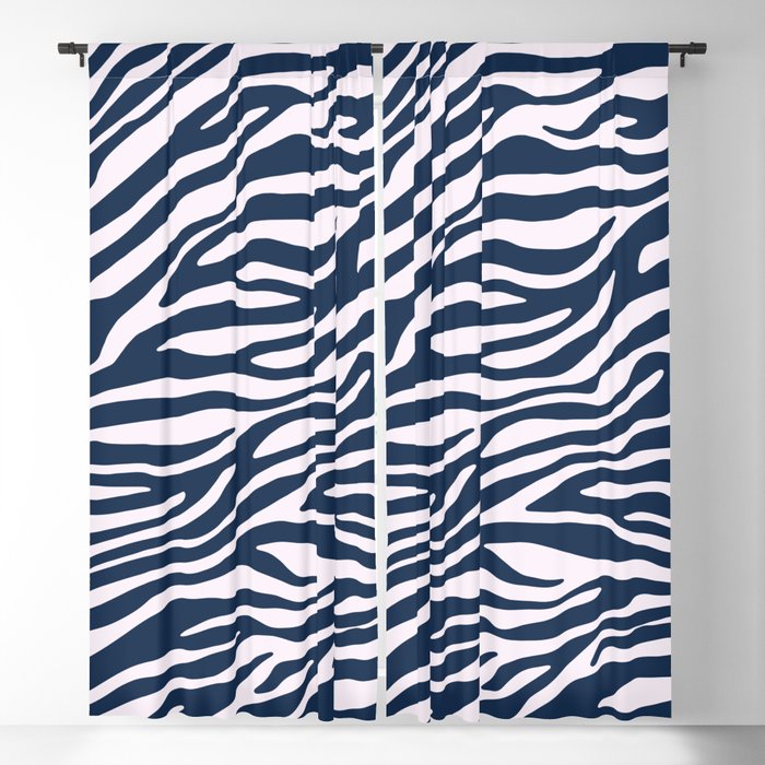Navy Blue Zebra Animal Print Blackout Curtain