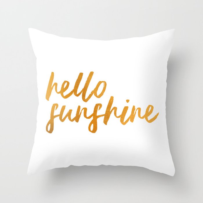 Hello Sunshine Gold And White Background Throw Pillow By