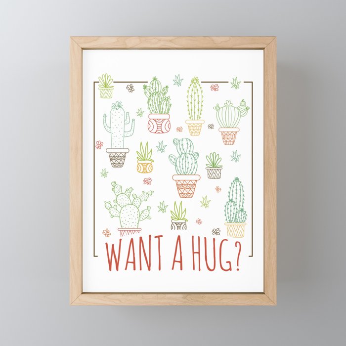 Cactus Hug Framed Mini Art Print