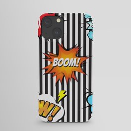 65 MCMLXV Cosplay Boom! Pow! Comicbook Speech Bubbles Striped Pattern iPhone Case