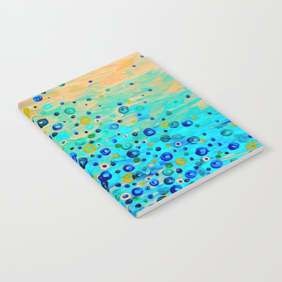 WHAT GOES UP - Cheerful Water Bubbles Aquatic Pattern Cute Turquoise Blue Circles Acrylic Painting Notebook