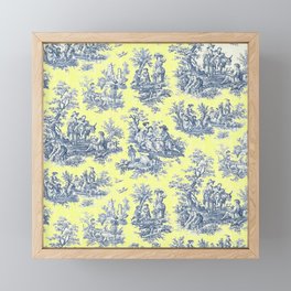 elegant yellow grey toile de jouy Framed Mini Art Print