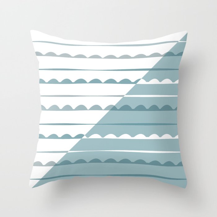 Blue and white striped triangular decor. .minimalist. line. Throw Pillow