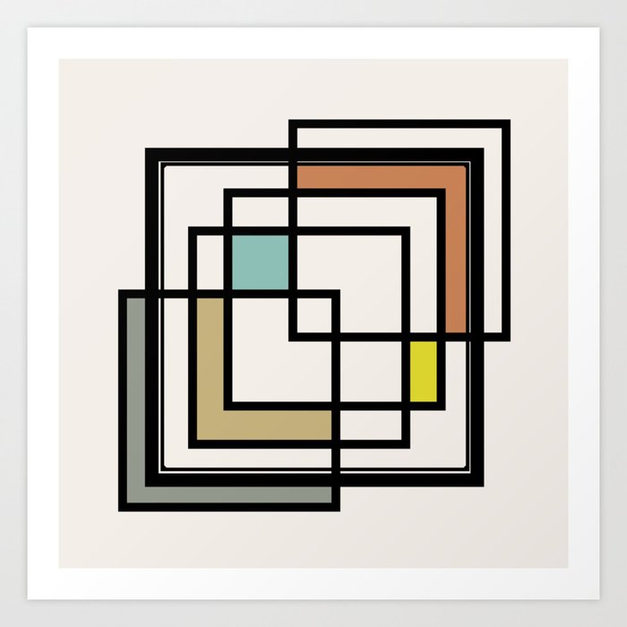 Mid Century Modern Squares Art Print