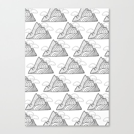 The small clouds and the mountains pattern Canvas Print