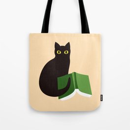 Cat Book (Green)  Tote Bag