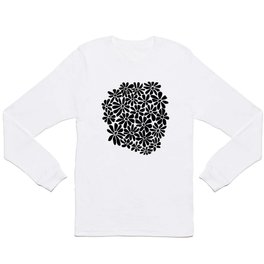 Black and White Retro Floral Art Print  Long Sleeve T-shirt