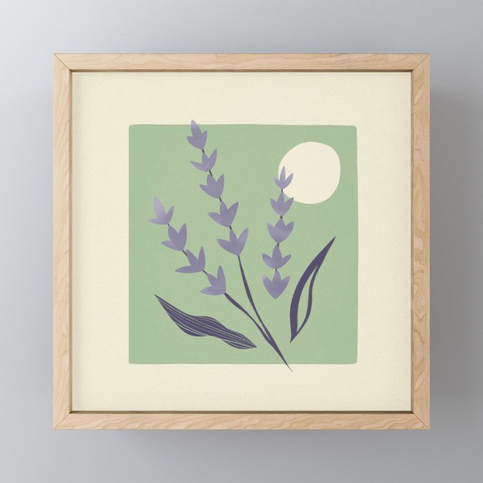 Lavender of Portugal | Matisse-Style Vintage Floral Print | Purple & Green Framed Mini Art Print
