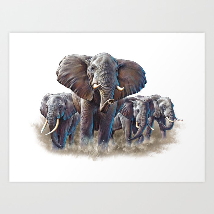 Elephant Herd Art Print