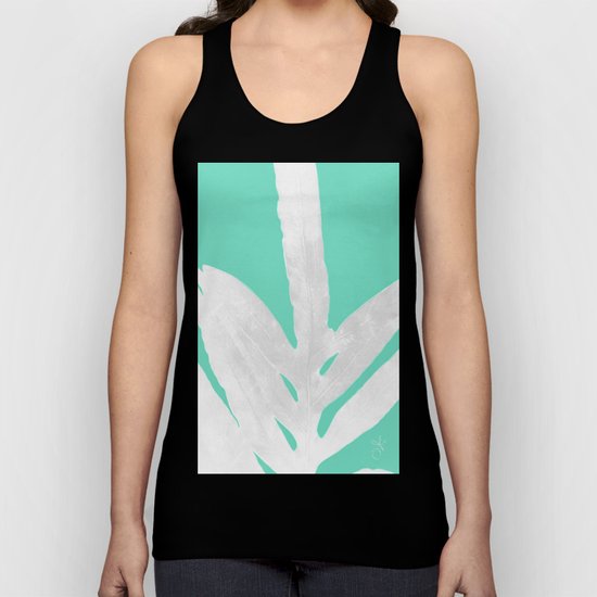 Green Fern on Ice Mint Green Inverted Silver Unisex Tank Top