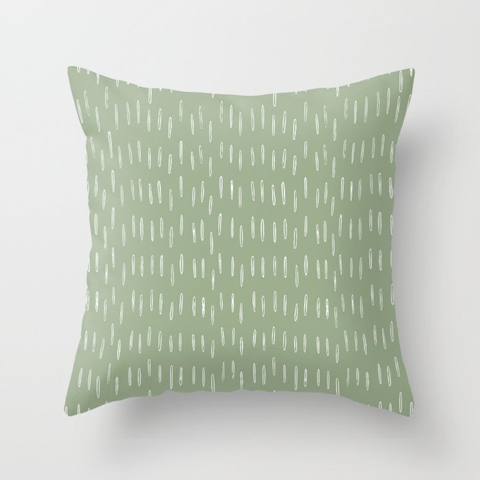 Raindrop Boho Abstract Pattern, Sage Green Throw Pillow