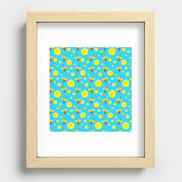 Pop-Art Dandelion Chains (turquoise blue) Recessed Framed Print