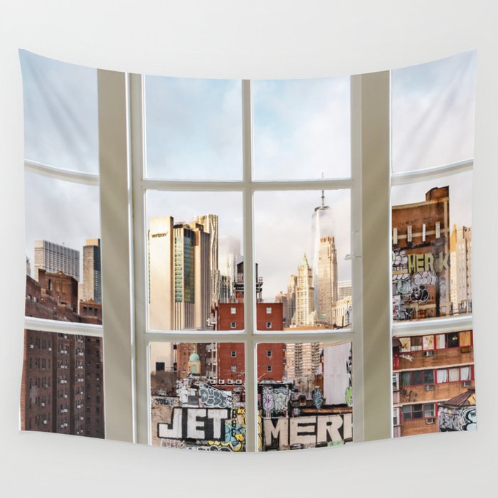 Window to New York City Wall Tapestry