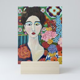 Woman with hairpin Mini Art Print