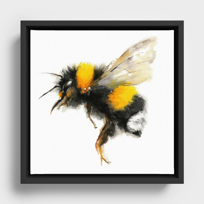 Yellow Bumble Bee Framed Canvas