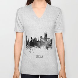 Boston Massachusetts Skyline V Neck T Shirt