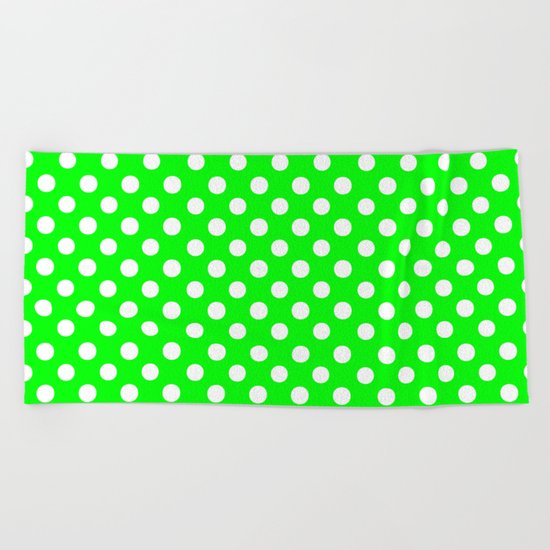 Polka Dots (White/Green) Beach Towel
