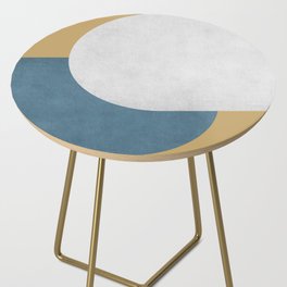 Halfmoon Colorblock - White Blue on Gold Side Table