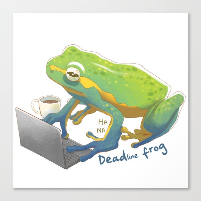 Deadline Frog | Hana Stupid Art Canvas Print