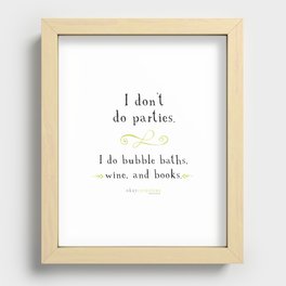 Bubble baths, wine, and books. Recessed Framed Print