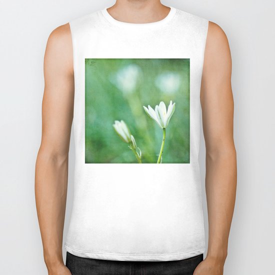 white flowers Biker Tank