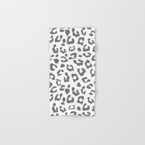 Safari Leopard Print - Grey & White Hand & Bath Towel