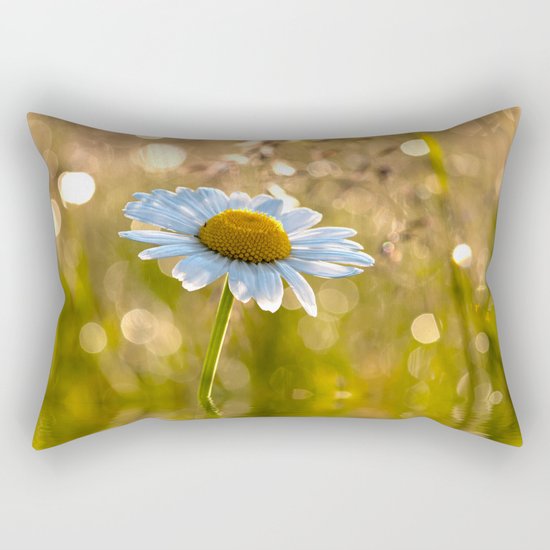 Floral Daisy Flower Flowers in a meadow after rain on #Society6 Rectangular Pillow