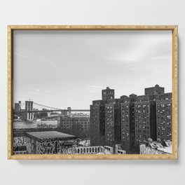 New York City | Brooklyn Bridge NYC | Black and White Photography Serving Tray