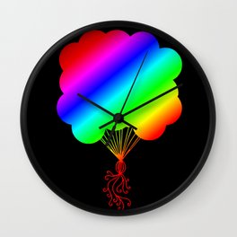 Rainbow Party Balloons Silhouette Wall Clock