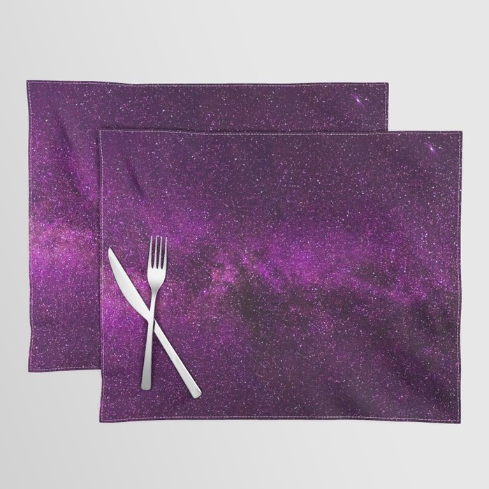 Elegant Stylish Violet Lilac Glitter Nebula Galaxy Placemat