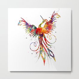 Phoenix Colorful Watercolor Gift Metal Print