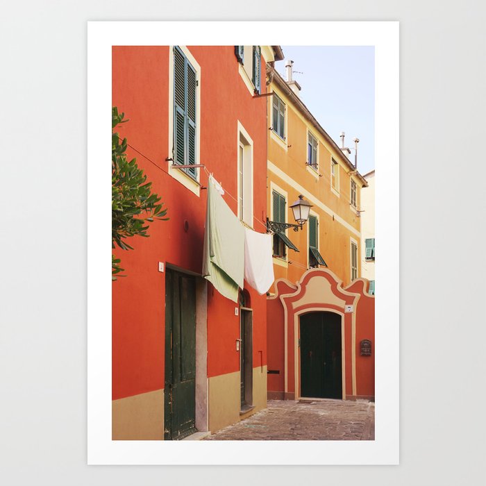 Colorful Street in Genoa Italy Art Print