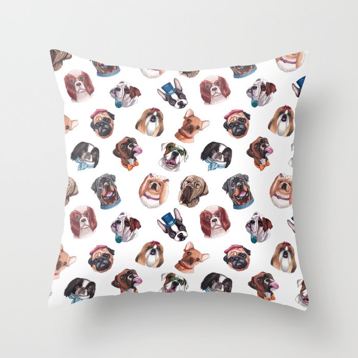 Squishy Face Crew Pattern Throw Pillow