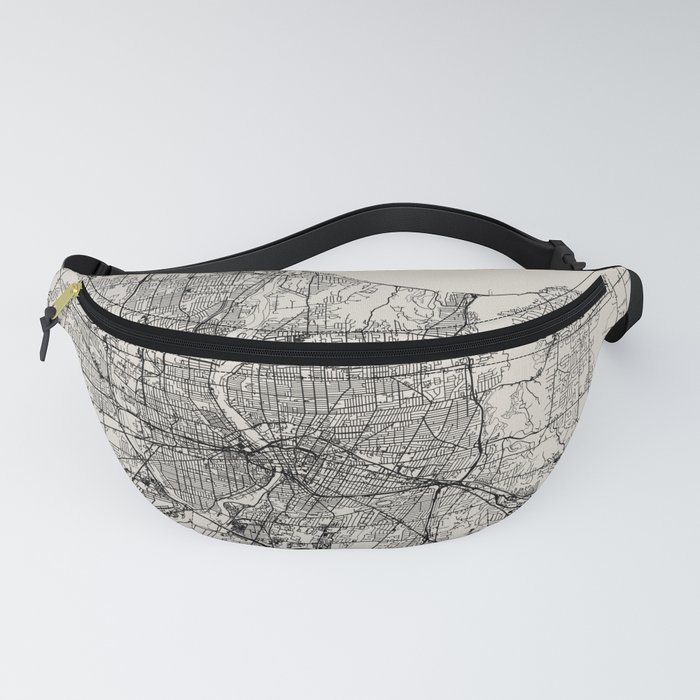 Rochester USA - Black and White City Map Fanny Pack