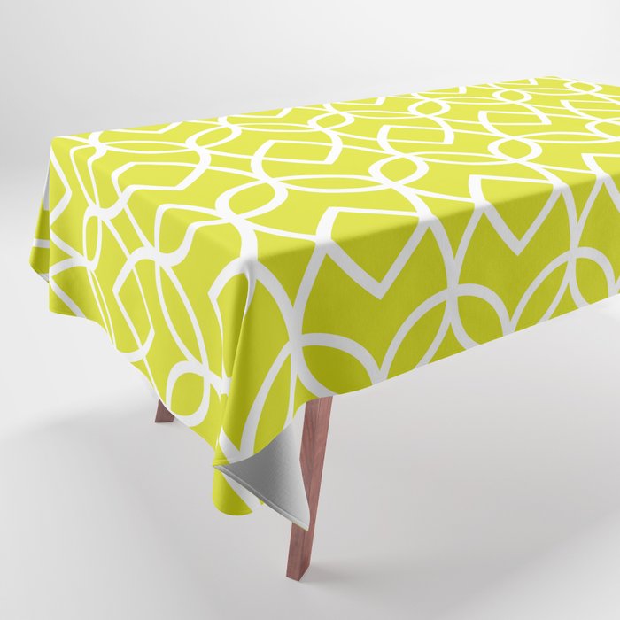 Lime and White Geometric Line Pattern Pairs Coloro 2022 Popular Color Light 050-83-41 Tablecloth