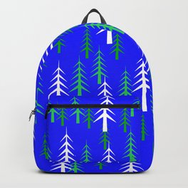 Christmas Trees White Green Blue Background  Backpack