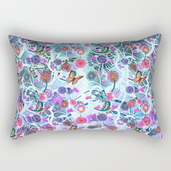 Dahlias And Vines Pattern Rectangular Pillow