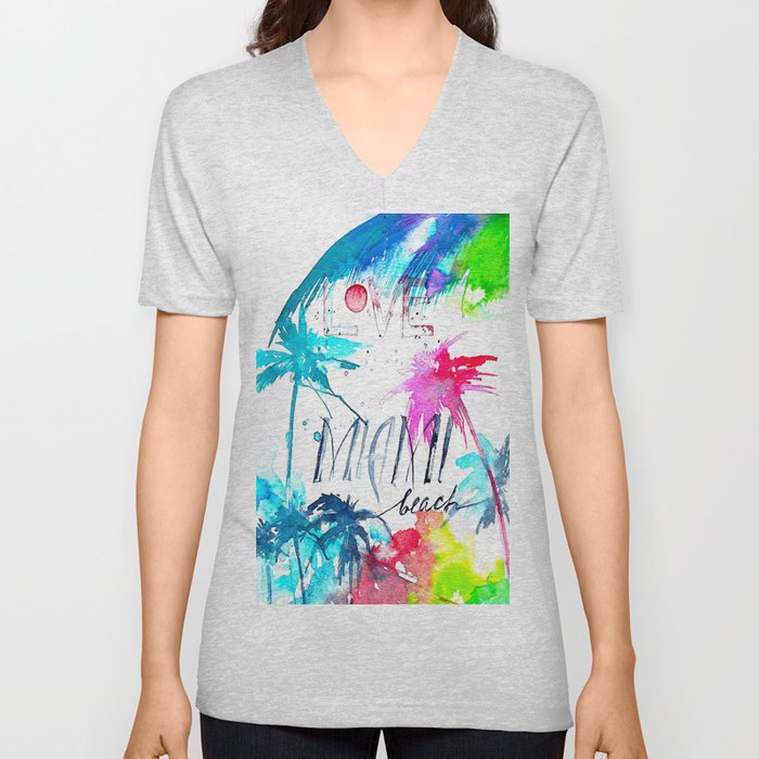 Love Miami  V Neck T Shirt