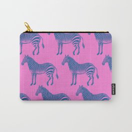 Pink and Blue Zebras Block Print Pattern Carry-All Pouch